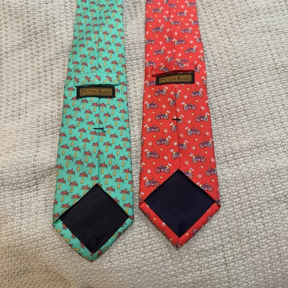 2 Peter Blair Tie‎ 4th July Palm Trees Print 100% SilkUSA 58